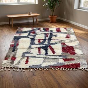 Abstract Pattern Hand Knotted Wool Moroccan Area <b>Rug</b> 10' X 14' Rectangle Medium <b>Pile</b> <b>Thick</b> Bohemian Living Room <b>Rug</b> Cotton - Product Image 2