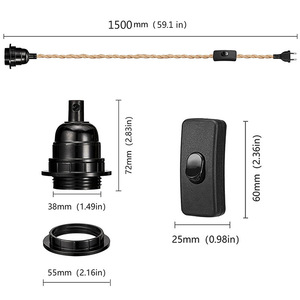 <span class=keywords><strong>Cable</strong></span> de lámpara trenzado de cáñamo E27, soporte de lámpara de plástico de baquelita, interruptor 303 con enchufe de la UE CE - Product Image 3