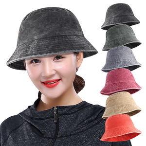 Retro Fisherman Hat Canvas Wide Brim Sun Hat Women's Spring Autumn Outdoor Cycling Bucket Hat Solid Color Adult - Product Image 2
