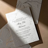 Ensemble de cartes d'invitation de mariage personnalisées avec motifs floraux en relief, papier spécial, suite d'invitation avec enveloppe, carte accordéon pour cérémonie de mariage