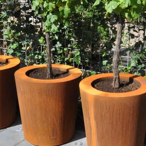 Grand pot à plantes en acier corten assemblé pour l'extérieur, pot à fleurs de jardin personnalisé, décoration écologique - Product Image 4