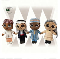Fabricant de jouets en peluche super doux personnalisés personnage d'anime dérivé PP coton rempli de mascotte conception mignon nègre poupée de style musulman