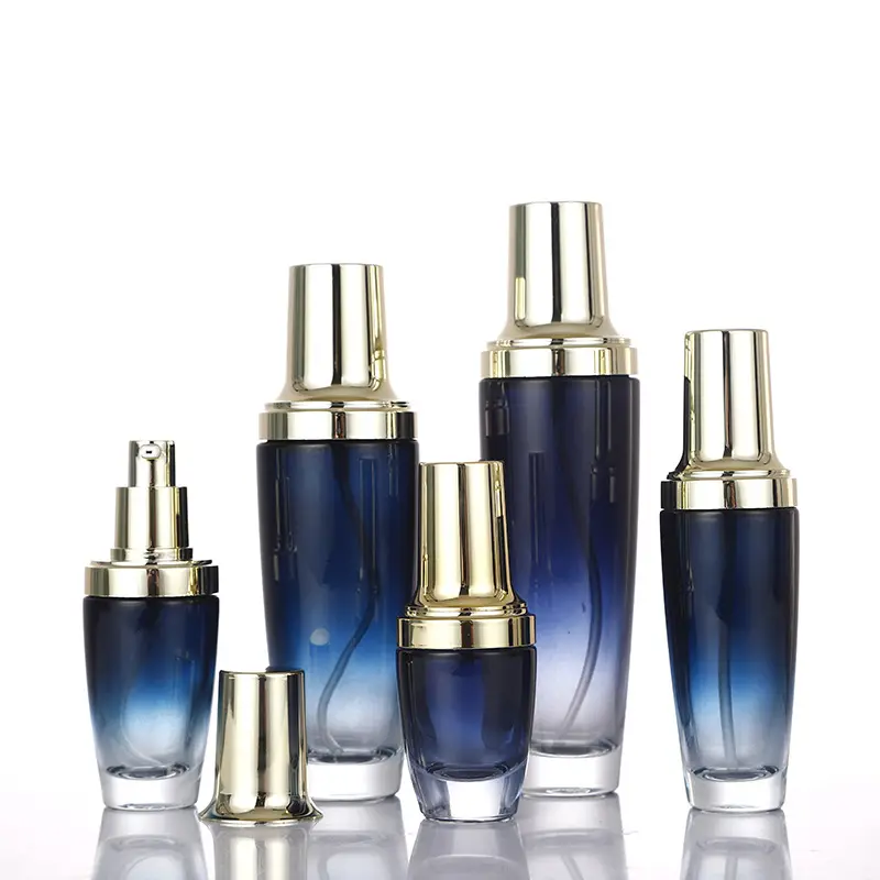 Petit flacon pulvérisateur bleu en verre, dégradé de couleurs, lotion de parfum, pour les yeux, produit cosmétique, vente en gros, 100 pièces