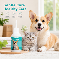 Solution de protection auriculaire pour animaux de compagnie, formule douce infusée à l'aloès, avec bec verseur en plastique souple, 60 ml, qualité OEM, vente en gros