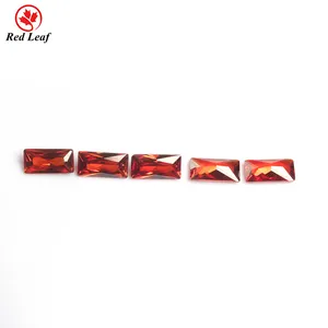 Redleaf Factory Wholesale Garnet Red Orange Color Cubic Zirconia Rectangle Shapes Synthetic CZ Stone For Jewelry