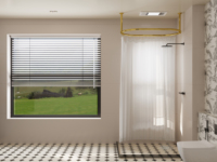 Rail de rideau de douche en acier doux, style moderne, accessoires pour salle de bain