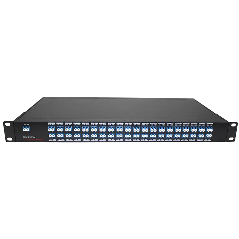 40CH DWDM MUX/DEMUX แร็คไฟเบอร์แบบคู่1U พร้อมพอร์ต1310และพอร์ตการตรวจสอบ DWDM