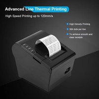 Impresora Térmica sin Tinta de 3 Pulgadas y 80 mm, sin Batería, Compatible con Conexión a Escritorio, Impresión de Recibos con Cortador Automático