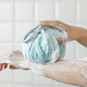 Shimoyama Badkamer Gebruik Nieuwe Zachte Comfortabele Materiaal Effectieve Schuimende Vlek Verwijdering Body Scrubber Loofah Mesh Douche Bal