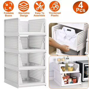 Tủ quần áo lưu trữ tổ chức Stackable nhựa lưu trữ ngăn kéo mở lưu trữ thùng tủ quần áo Kệ quần áo tổ chức cho tủ quần áo tủ quần áo - Product Image 3