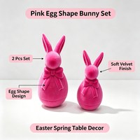 Frühlings-Oster-Hasenfiguren-Set mit Samt-Textur, Paar von Beflockten Hasen, Deko für Wohnzimmer und Schreibtisch