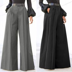Wide Leg Pants For <b>Women</b> Pants For <b>Women</b> Palazzo Pants <b>Summer</b> Printed Cropped Linen Comfy Baggy <b>Trousers</b> With Tements Femme - Product Image 2