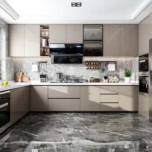 SANTOPOVA Cuisine moderne de style ferme, armoires de cuisine en bois 3D, meubles modulaires complets à concept ouvert pour les condos, cuisine ouverte - Product Image 6