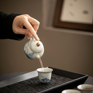 Handmade Porcelain Teapot With Lid Landscape Design Kung Fu <b>Tea</b> Set <b>Infuser</b> For <b>Tea</b> Brewing - Product Image 3