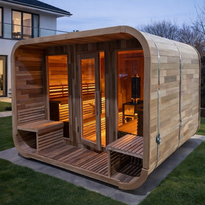 Sauna Moderna de Madera para Exteriores, de Cedro Rojo, para 4-8 Personas, y Sauna Finlandesa de Vapor, Portátil, para Spa en Casa - Product Image 1