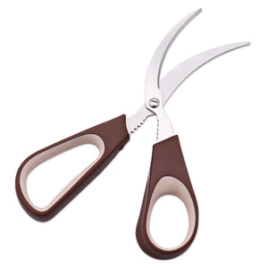 Household <b>Kitchen</b> Seafood <b>Scissors</b> Stainless Steel Brown Elbow Shape For Home Use - Product Image 1