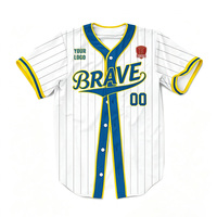 Maillot de baseball pour homme à col en V, boutonné, en maille respirante, avec impression numérique sur le devant, personnalisable, à rayures fines, pour le sport