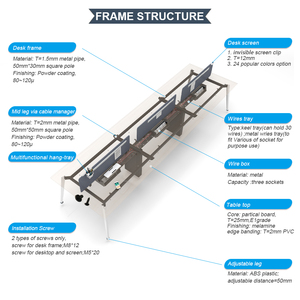 Bàn Làm Việc Hiện Đại Nội Thất Văn Phòng Kích Thước Tiêu Chuẩn 6 Người Bàn Làm Việc Bằng Gỗ <span class=keywords><strong>MDF</strong></span> Màu Trắng - Product Image 5