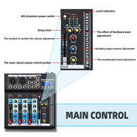 Console audio portable Biner HT4 Professional 4 canaux, mixeur audio DJ, mini console audio USB