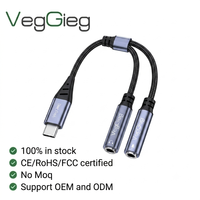 Veggieg - Adaptador de Audio USB con Conector para Tarjeta de Sonido Externa de 0.65 Pies, Convertidor Estéreo Auxiliar de 3.5 mm para Auriculares, Computadoras Portátiles, Computadoras de Escritorio Linux