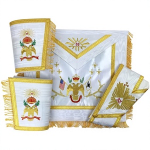 AASR 33 Degree Scottish Rite Masonic Scottish Rite Apron <b>Set</b> With Custom Country Flag Apron Collar Sash Gauntlets - Product Image 1