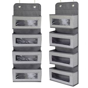 Over the Door Organizer Wall Closet Hanging Storage Bag Hooks Clear Window Bin Pockets Side Pocket Metal with 4 for - Product Image 3