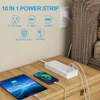 6 Prizli Akım Korumalı Priz Çoğaltıcı USB-C USB-A 2 Portlu Priz Soket ABS Bakır 10A Özel Logo Baskılı Ambalaj İç Mekan Kullanımı FCC Onaylı