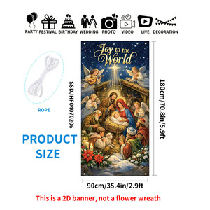 Bannière de Noël Joyeux Noël avec Scène de <span class=keywords><strong>la</strong></span> Nativité et Manger Sacré, Décoration Religieuse pour <span class=keywords><strong>la</strong></span> Maison, le Jardin, <span class=keywords><strong>la</strong></span> Veranda et <span class=keywords><strong>la</strong></span> Cour - Product Image 2