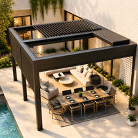 Maßgefertigte Farbige Einziehbare Bioklimatische Lamellen-Pergola Motorisierte Aluminium Wasserdichte LED-Beleuchtung Fernbedienung Outdoor-Garten