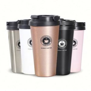 แก้วกาแฟสแตนเลสเก็บความร้อนสองชั้น ขนาด 500 มล. แบบด้าน พิมพ์โลโก้ได้ แก้วน้ำเก็บอุณหภูมิ ของขวัญ - Product Image 1