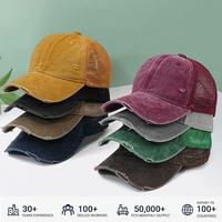 Casquette de sport unisexe à 6 panneaux en denim avec logo brodé personnalisé, style hip-hop, maille respirante, pour l'extérieur, avec logo personnalisé