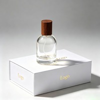 Flacon de parfum vide en verre transparent de luxe de 30 ml, 50 ml, 75 ml, 100 ml, petit flacon cylindrique avec bouchon en bois