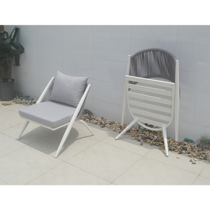 Nouvelle Arrivée - Ensemble de Mobilier de Jardin Extérieur en Aluminium avec Table Basse et Chaises en Corde Tressée - Product Image 4