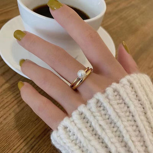 แหวนเงินแท้ S925 รุ่นเคลือบทอง K พร้อมอุปกรณ์ตกแต่งมุก DIY สำหรับมุกขนาด 7-10 มม. รุ่น 10059 ตัวจับประดับเงิน - Product Image 3