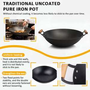 Cocina de gas <span class=keywords><strong>Wok</strong></span> de dos orejas de hierro fundido de 32cm adecuada para restaurante chino - Product Image 3