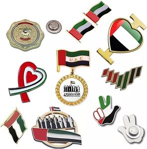 دبوس بروش مطلي بالفضة الأكثر مبيعًا في دبي، دبوس تذكاري ليوم الإمارات الوطني، شارة دبوس مخصصة لعلم دولة الإمارات العربية المتحدة - Product Image 2