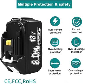 Compatible con Makita BL1860B BL1850B <span class=keywords><strong>BL1840B</strong></span> BL1830B BL1815B, Batería Recargable de Iones de Litio de 18V para Taladro - Product Image 4
