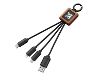 FOCUS Ecológico 3-en-1 Cable Cargador Biodegradable Bambú Promocional Gadget BSCI Certificado de Fábrica Regalo de Negocios