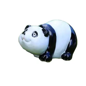 Özelleştirilmiş dekor büyük fiberglas hayvan heykel 3D hayvan şekilli panda noel açık dekor fiberglas hayvan heykel
