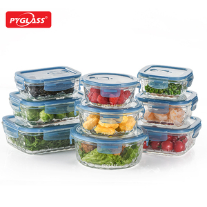 Juego de 9 Recipientes de Vidrio Pyglass con Diseño de Escamas de Dragón, Tapas Herméticas con Cierre a Presión, Recipientes para Preparación de Comidas y Loncheras - Product Image 2