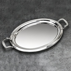 Vassoi da portata in acciaio inossidabile con manici, piatti in metallo lucidato a specchio <span class=keywords><strong>per</strong></span> buffet, frutta e antipasti, rettangolari e ovali - Product Image 2