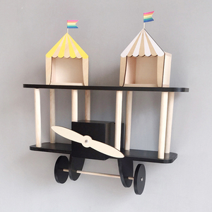 Estante colgante de <span class=keywords><strong>pared</strong></span> para habitación de niños, estante de almacenamiento de avión de madera, decoración del hogar, superventas - Product Image 4