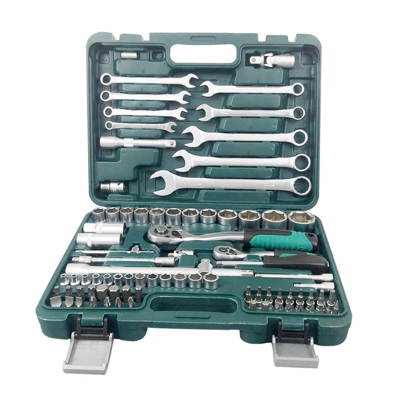 82 pieces of household car repair box hand tool set socket wrench tool set