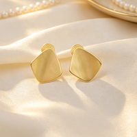 Boucles d'oreilles clips plaquées or mat géométriques carrées anti-moustiques 2026 pour oreilles non percées, invisibles, minimalistes, de luxe et sans douleur