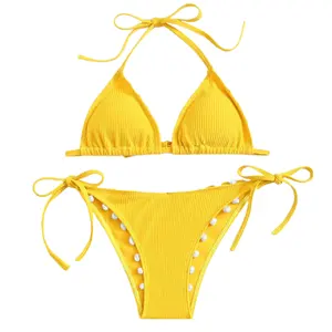newest design high quality push-up swimwear sexy girl two piece bikini bra set wholesale bra swimsuit