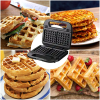 Vente chaude Antiadhésif Électrique Amovible 2 Tranches Gaufre 6 Donuts En Acier Inoxydable Presse Grill 3 En 1 Plaque Sandwich Maker