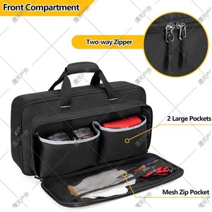 Sac à outils portable avec rangement pour pistolet à graisse, doublure en nylon, tissu Oxford, noir et rouge, sac de transport pour chargeur de batterie - Product Image 4