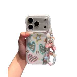 Adatto per <span class=keywords><strong>iPhone</strong></span> 17: Nuovo Modello <span class=keywords><strong>di</strong></span> Lusso Antiurto con Sfondo Bianco e Stelle Glitterate Colorate Intagliate - Edizione Speciale - Product Image 3