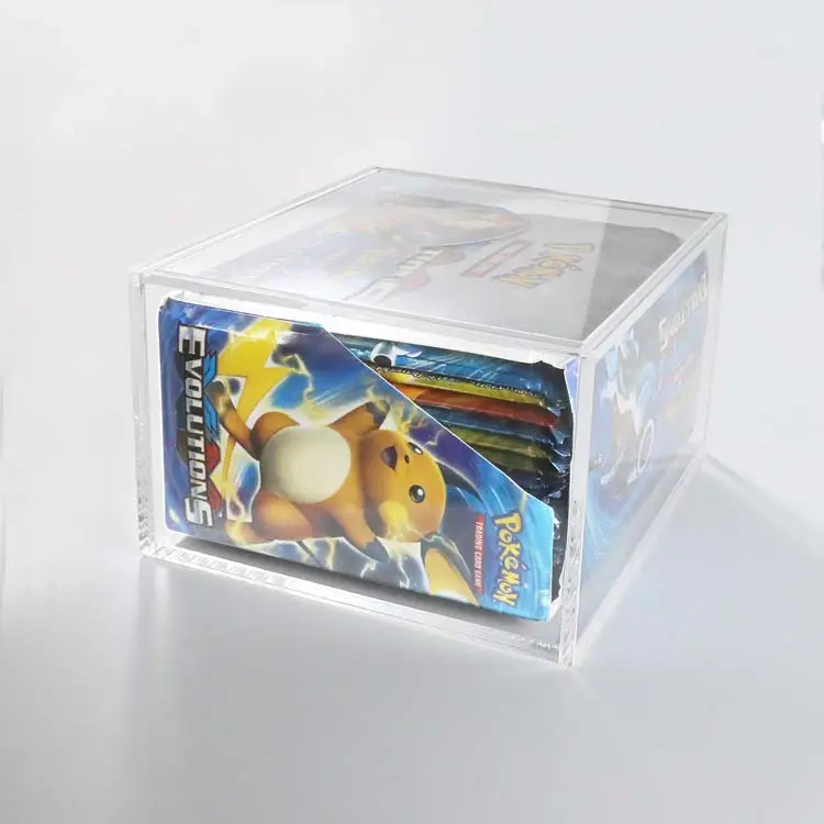 JERY Custom Acrylic booster box pokmon Case Display magnetic UV Protective Trade CARD Case with Sliding Lid