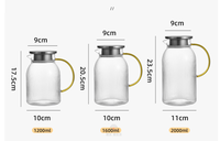 Carafe à eau et à boisson en verre borosilicate à rayures verticales, design moderne, grande capacité, avec poignée